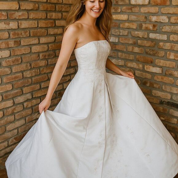 Mori Lee Women's Ivory Strapless Beaded wedding gown size 8 - Picture 1 of 16